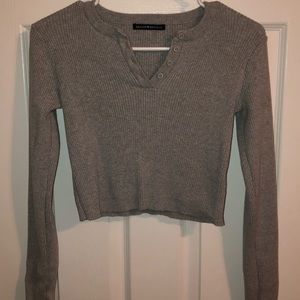grey brandy melville half button long sleeve